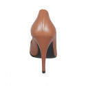 Zapato de salon a punta para mujer en piel marron tacon 11 - Tallas disponibles:  31