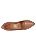 Décolleté a punta da donna in pelle marrone tacco 11 - Misure disponibili: 31