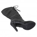 Botas con cordones, cremallera y plataforma para mujer en piel negra tacon 11 - Tallas disponibles:  33, 34
