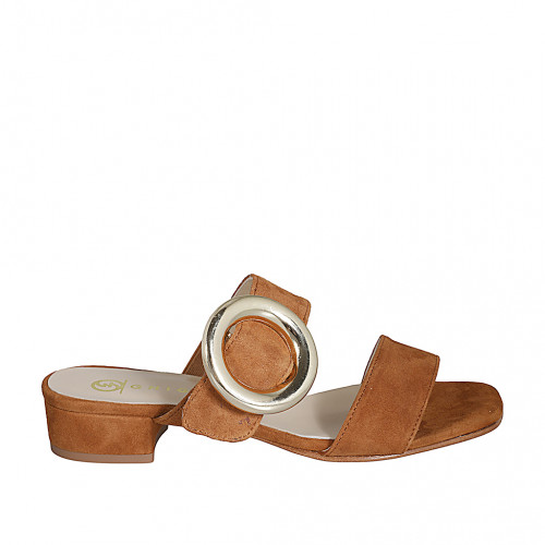 Mules Woman 32 in Suede Cognac Brown GHIGO