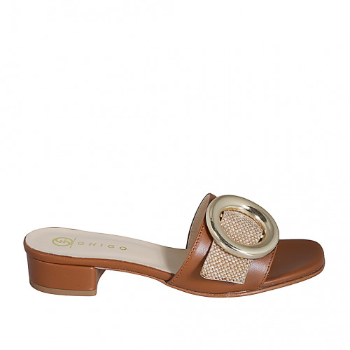 Mules Woman 35 in Leather Beige GHIGO