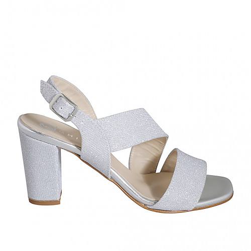 Sandals Woman 32 in Fabric Silver GHIGO