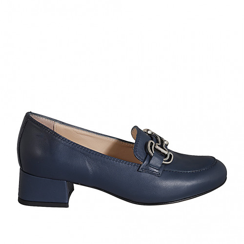 Loafers Woman 35 in Leather Blue GHIGO