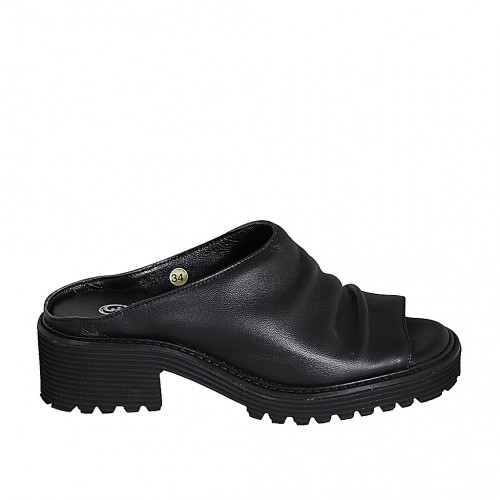 Pantoletten Damenschuhe 35 in Leder Schwarz GHIGO