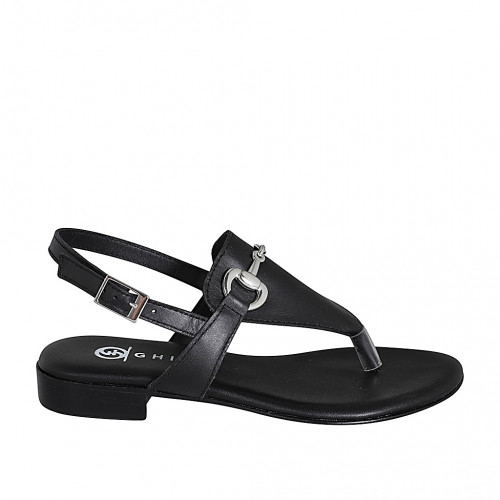 Sandals Woman 32 in Leather Black GHIGO