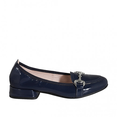 Mokassins Damenschuhe 32 in Lackleder Blau GHIGO