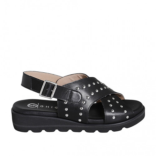 Sandalen Damenschuhe 32 in Leder Schwarz GHIGO