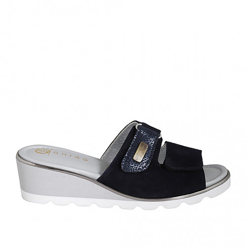 Mules Woman 35 in Suede Blue GHIGO