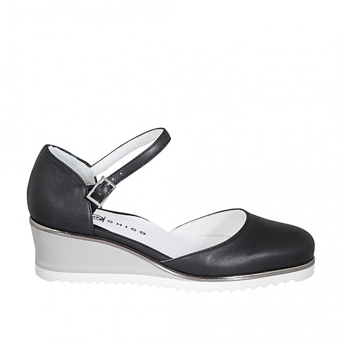 Offene Schuhe Damenschuhe 42 in Leder Schwarz GHIGO