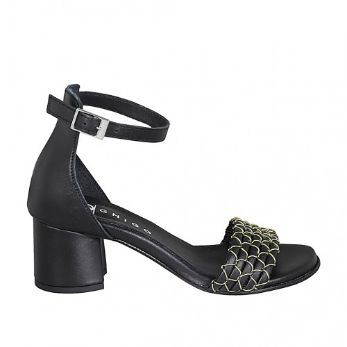 Offene Schuhe Damenschuhe 32 in Leder Schwarz GHIGO