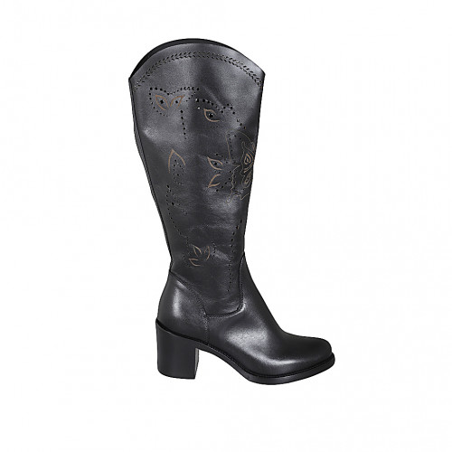Stiefel Damenschuhe 32 in Leder Schwarz GHIGO