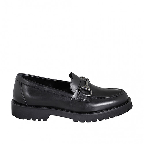 Mokassins Damenschuhe 32 in Leder Schwarz GHIGO