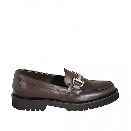 Mokassins Damenschuhe 45 in Leder Braun GHIGO