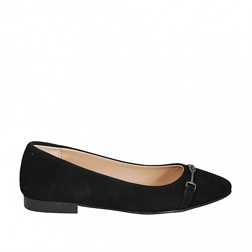 Ballerinas Woman 35 in Suede Black GHIGO
