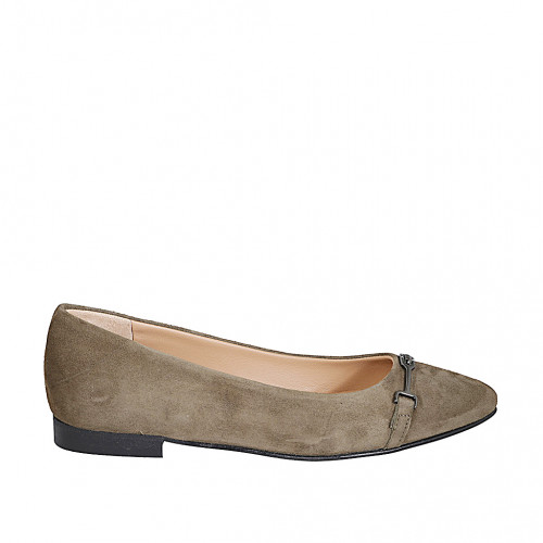 Ballerinas Woman 43 in Suede Green GHIGO