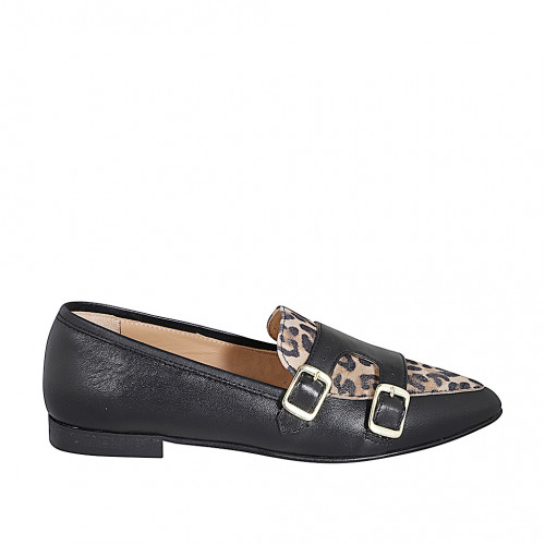 Loafers Woman 46 in Leather Black GHIGO