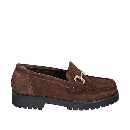 Loafers Woman 45 in Suede Brown GHIGO
