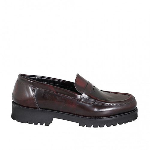 Loafers Woman 35 in Leather Maroon GHIGO