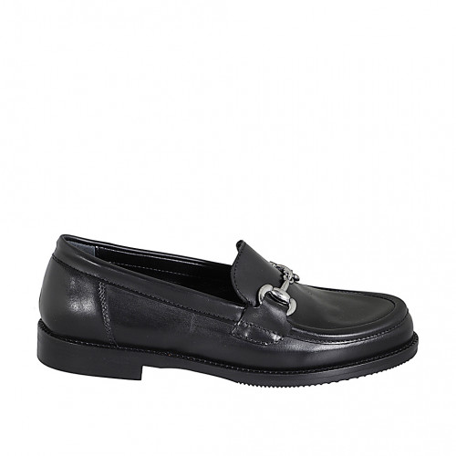 Mokassins Damenschuhe 32 in Leder Schwarz GHIGO