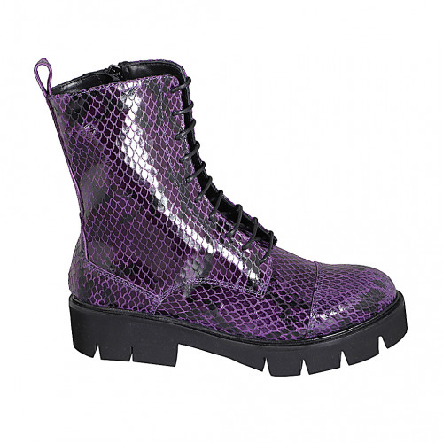 Stiefeletten Damenschuhe 35 in Lackleder Purpur GHIGO