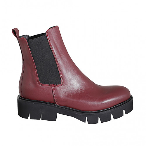 Ankle boots Woman 45 in Leather Maroon GHIGO