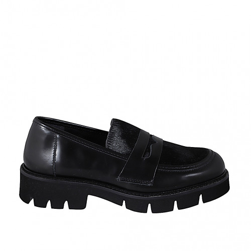 Loafers Woman 46 in Leather Black GHIGO