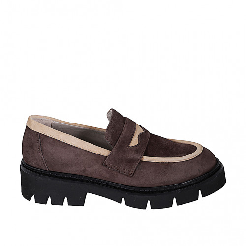 Loafers Woman 42 in Suede Brown GHIGO