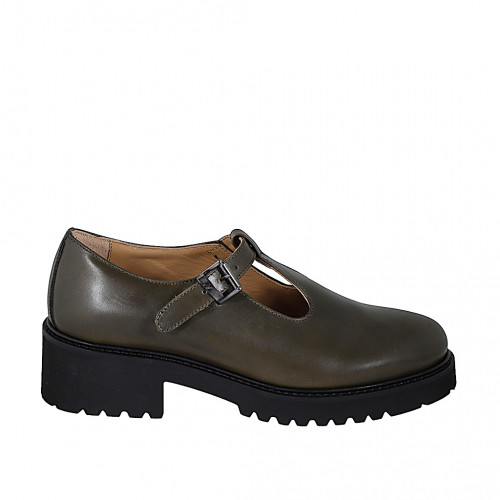 highfronted shoes Woman 44 in Leather Green GHIGO