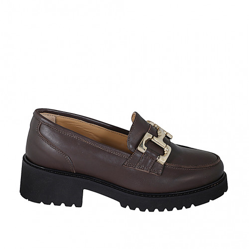 Mokassins Damenschuhe 45 in Leder Braun GHIGO
