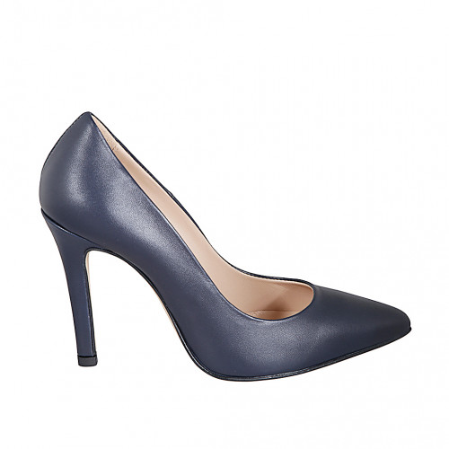 Pumps Woman 35 in Leather Blue GHIGO