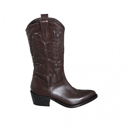 Boots Woman 32 in Leather Brown GHIGO