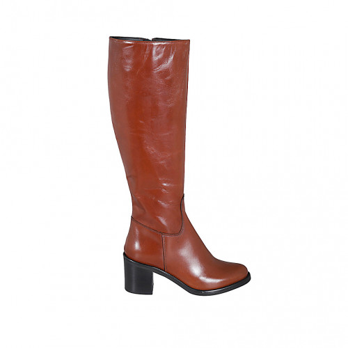 Boots Woman 33 in Leather Cognac Brown GHIGO