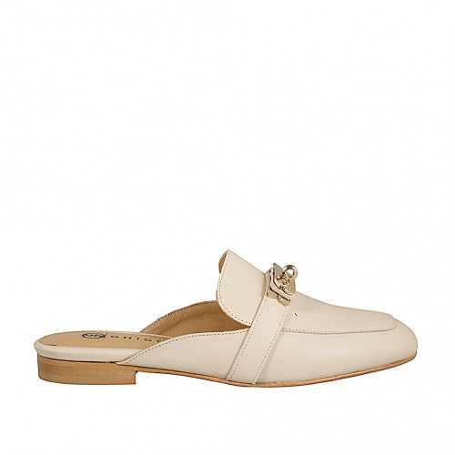Mules Woman 46 in Leather Powder GHIGO