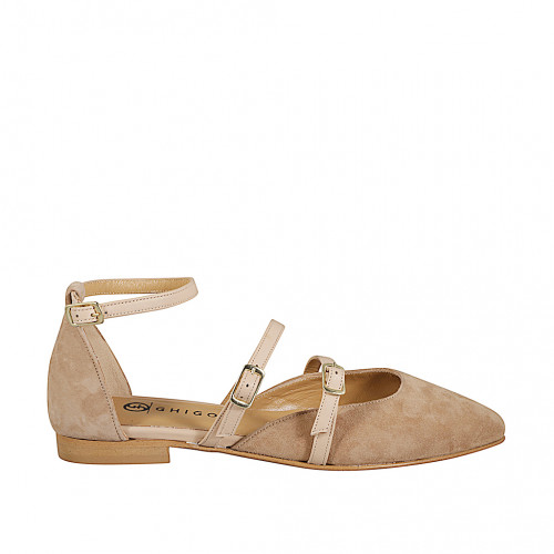 Offene Schuhe Damenschuhe 43 in Leder Taupe GHIGO