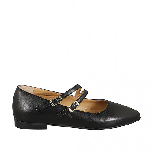 Ballerinas Woman 35 in Leather Black GHIGO