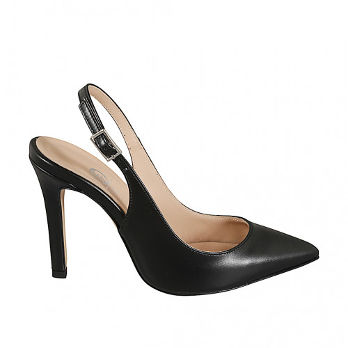 Slingbacks Damenschuhe 32 in Leder Schwarz GHIGO