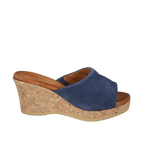 Pantoletten Damenschuhe 35 in Wildleder Blau GHIGO