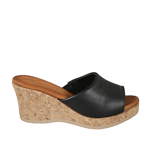 Pantoletten Damenschuhe 35 in Leder Schwarz GHIGO