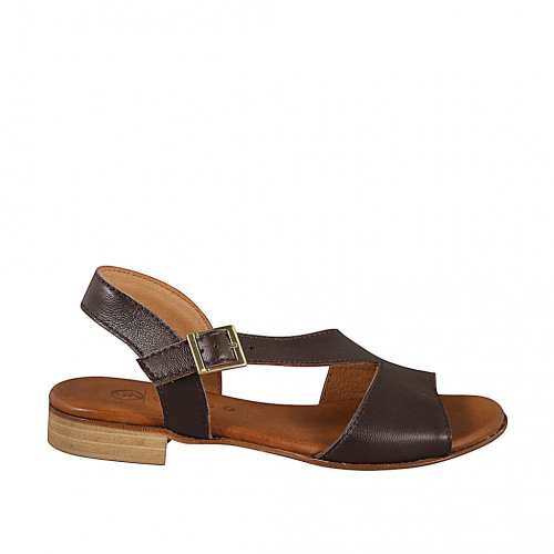 Sandals Woman 33 in Leather Brown GHIGO
