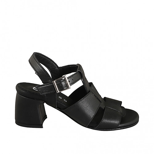 Sandals Woman 32 in Leather Black GHIGO