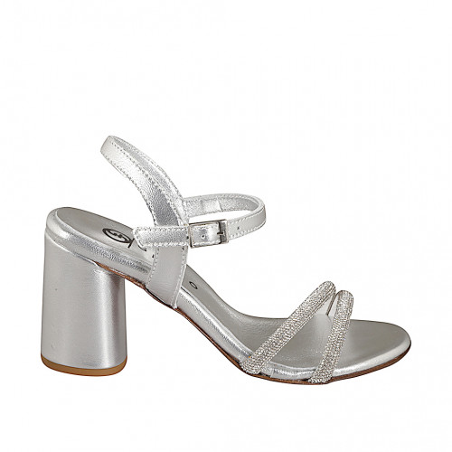 Sandals Woman 34 in Leather Silver GHIGO