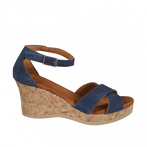 Offene Schuhe Damenschuhe 32 in Wildleder Blau GHIGO