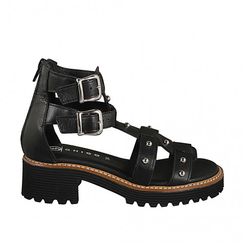 Offene Schuhe Damenschuhe 44 in Leder Schwarz GHIGO