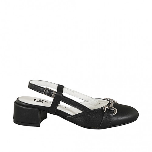 Slingbacks Woman 43 in Leather Black GHIGO