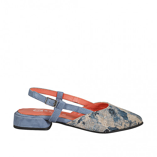 Slingbacks Woman 33 in Suede Blue GHIGO