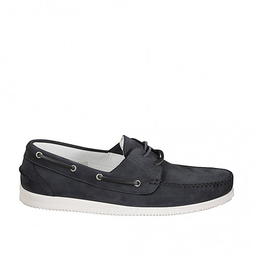 Herrenschuhe Herr 48 in Nubukleder Blau GHIGO