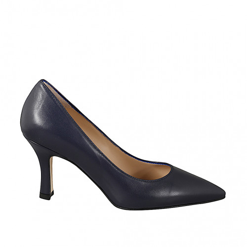 Pumps Woman 43 in Leather Blue GHIGO