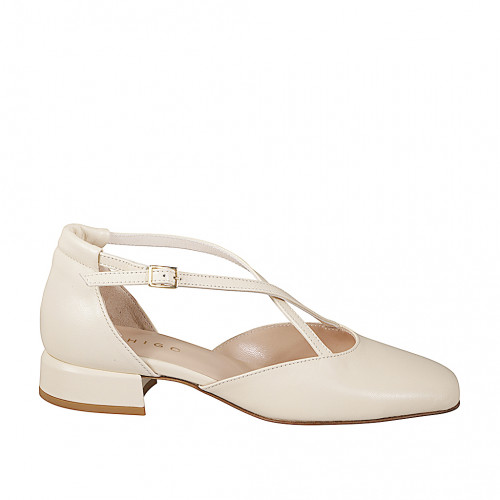Offene Schuhe Damenschuhe 33 in Leder Elfenbeinfarbig GHIGO