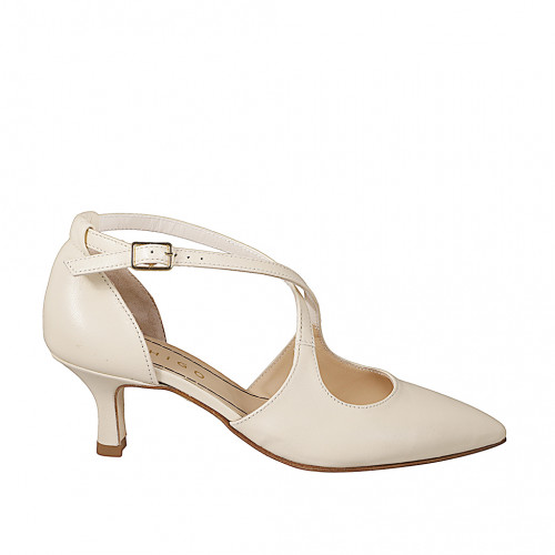 Offene Schuhe Damenschuhe 44 in Leder Elfenbeinfarbig GHIGO