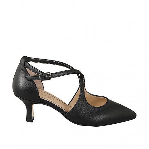 Offene Schuhe Damenschuhe 34 in Leder Schwarz GHIGO